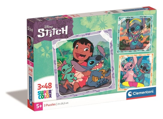 Clementoni, Puzzle, Super Kolor, Stitch, 3x48 el. Clementoni