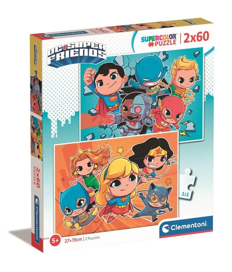 Clementoni, Puzzle Super Kolor WB DC Comics 21624, 2x60 el. Clementoni