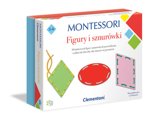 Clementoni, zabawka edukacyjna Montessori: figury i sznurki, 50079 Clementoni