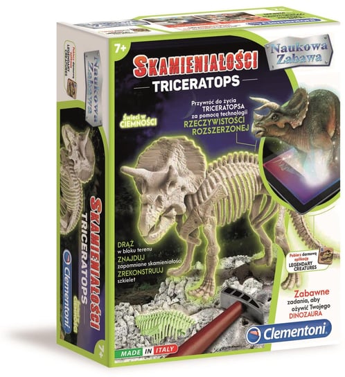 Clementoni, zestaw edukacyjny Skamieniałości: Triceratops Clementoni