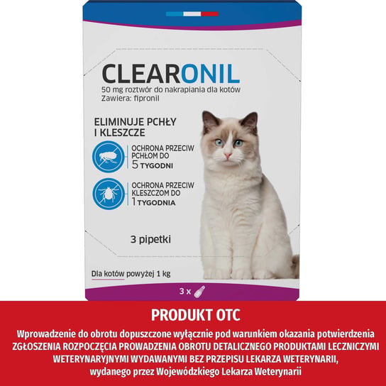 Cleraonil, Krople na pchły i kleszcze dla kotów powyżej 1kg Francodex