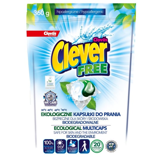 Clever FREE DuoCaps - ekologiczne kapsułki do prania 20 sztuk Clovin
