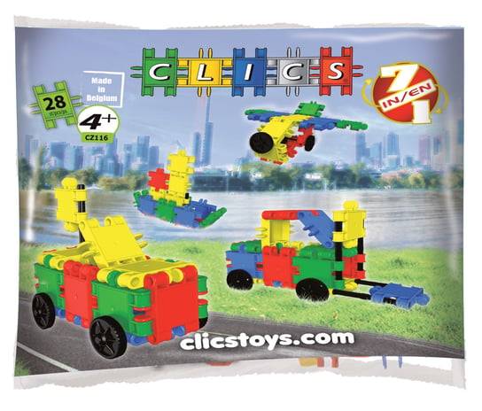 Clics Klocki Edukacyjno - Konstrukcyjne - Zestaw Zawiera 28 Elementów W Plastikowym Woreczku - Z Serii Basic Clics Toys