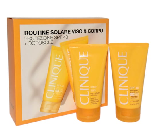 Clinique, zestaw prezentowy kosmetyków Sun Body Cream Spf40 150 ml + After Sun Rescue Balm With Aloe 150 ml Clinique