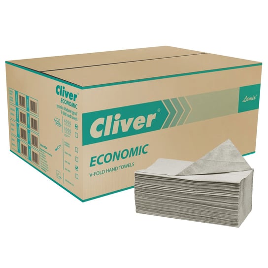 Cliver Ekologiczny, jednowarstwowy ręcznik składany, szary ręcznik papierowy 12000 szt sarcia.eu