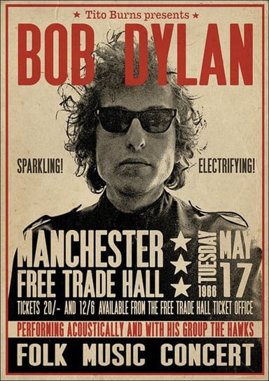 Close, Plakat, CLOSE, Bob Dylan Koncert Manchester 1966, 59,5x84 cm Close
