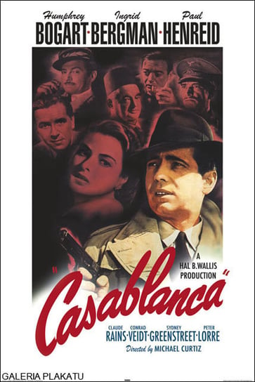 Close, Plakat, CLOSE, Casablanca - Humphrey Bogart Ingrid Bergman - retro,, 67,6x100 cm Inna marka