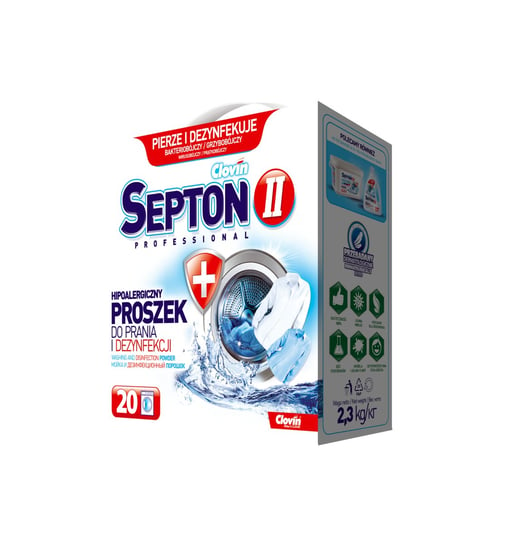 Clovin II Septon 2,3 kg Karton – dezynfekujący, bezfosforanowy proszek do prania Clovin