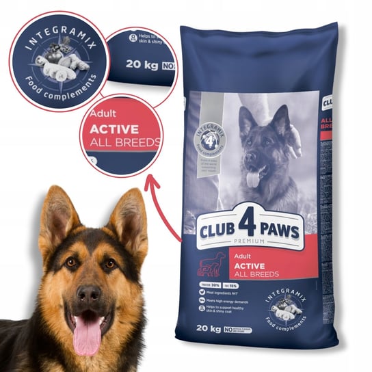 Club 4 Paws Premium „Active” Sucha karma dla aktywnych psów wszystkich ras 20 Kg Club 4 Paws