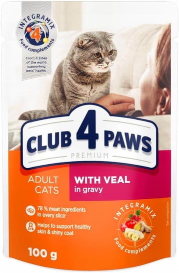 CLUB 4 PAWS PREMIUM mokra karma dla dorosłych kotów - Cielęcina w sosie 24 x 100 g Club 4 Paws