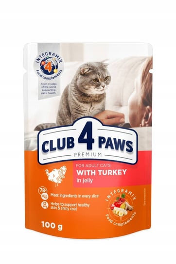 Club 4 Paws Premium mokra karma dla dorosłych kotów - Indyk w galarecie 24 x 100 g Club 4 Paws
