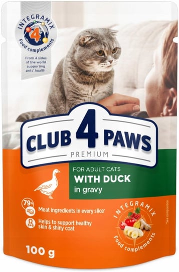 Club 4 Paws Premium Mokra Karma Dla Dorosłych Kotów - Kaczka w sosie 24 x 100 g Club 4 Paws