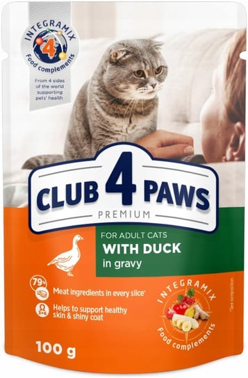 Club 4 Paws Premium Mokra karma Dla Dorosłych Kotów - kaczka w sosie 24 x 100 g Club 4 Paws