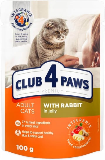 CLUB 4 PAWS PREMIUM mokra karma dla dorosłych kotów - Królik w galarecie 24 x 100 g Club 4 Paws