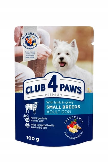 CLUB 4 PAWS Premium mokra karma dla dorosłych psów małych ras - Jagnięcina w sosie 24 x 100 g Club 4 Paws