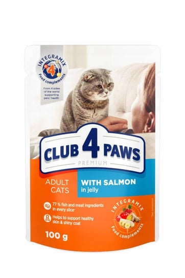Club 4 Paws Premium pełnoporcjowa Mokra karma dla dorosłych Kotów z łososiem w galarecie 24 x 100 g Club 4 Paws