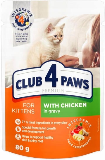 Club 4 Paws Premium pełnowartościowa Mokra karma dla kociąt z kurczakiem w sosie 80 g Club 4 Paws