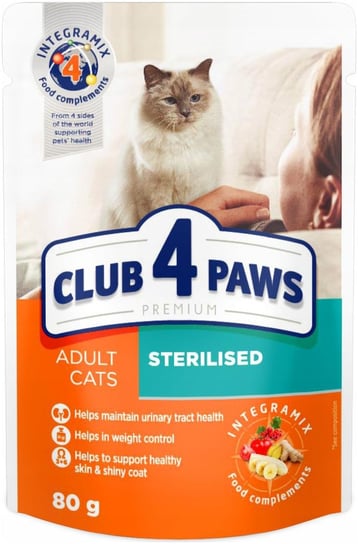 CLUB 4 PAWS Premium „Sterilised” Mokra karma dla sterylizowanych kotów 24 x 80 g Club 4 Paws
