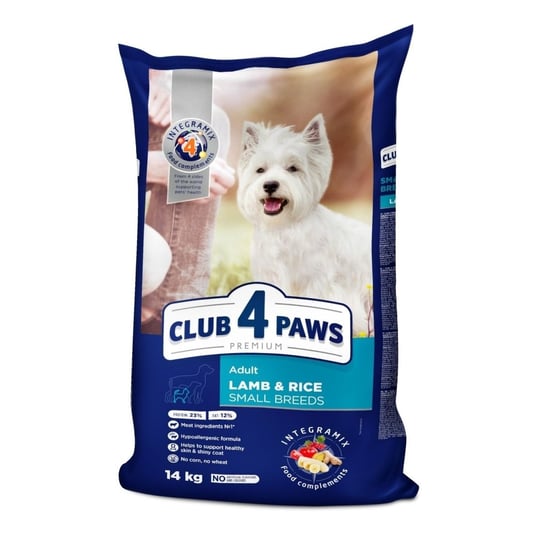CLUB 4 PAWS Sucha karma dla psów małych ras - Jagnięcina i ryż 14 kg Club 4 Paws