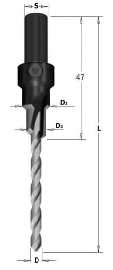 CMT Wiertło do konfirmatów 6,4 mm, 50 mm HS RH CMT