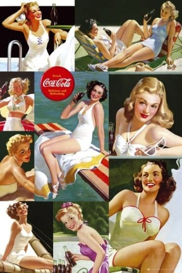 Coca-Cola Spragniona Dziewczyny na Plaży - retro plakat 61x91,5 cm Inny producent