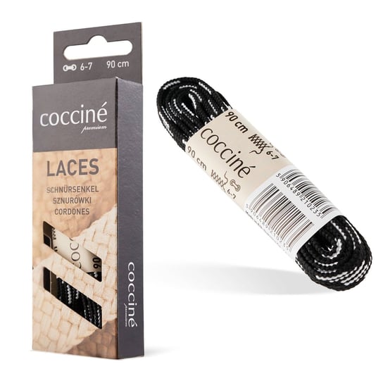 Coccine Sznurówki Do Butów Płaskie 7 mm Laces Czarno-Białe 90 cm Coccine