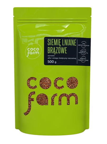 Coco Farm Siemię Lniane Brązowe Surowe, Alfa I Omega Medycyny Naturalnej 500G COCO FARM