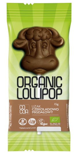 Cocoa, lizak czekoladowo-migdałowy bezglutenowy bio, 15 g Cocoa