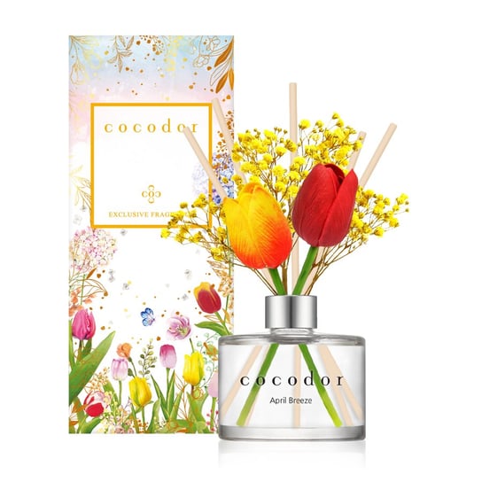 Cocodor, Dyfuzor zapachowy z patyczkami i prawdziwymi kwiatami Flower Tulip 200 ml April Breeze PDI30415 Cocodor
