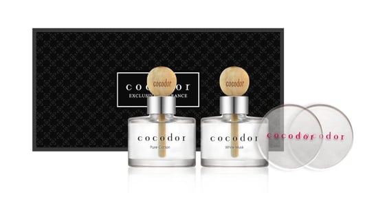 Cocodor, Zestaw dwóch dyfuzorów zapachowych z drewnianym korkiem 2x50 ml Pure Cotton + White Musk PDI30395 Cocodor