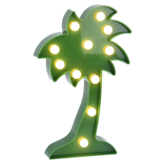 COCONUT TREE Świecąca dekoracja, figurka LED, zielona, 15x4x25 cm Home Styling Collection