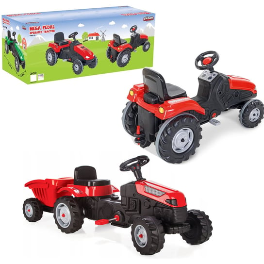 COIL Traktor na pedały z przyczepą ogromny traktorek duży dla dzieci jeździk 115cm czerwony COIL