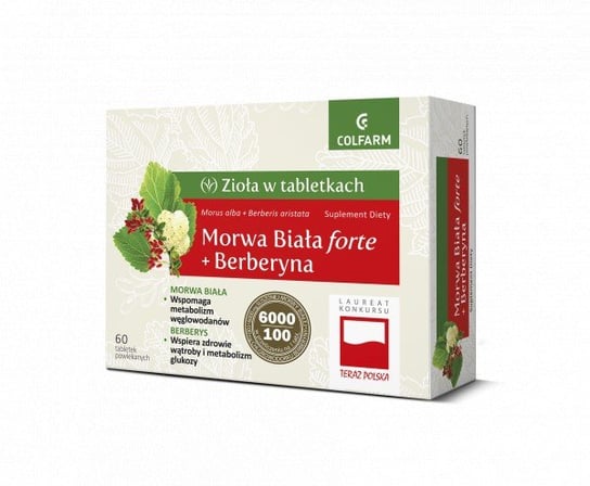 Colfarm Morwa Biała Forte plus Berberyna Suplement diety, 60 Tabl. Colfarm