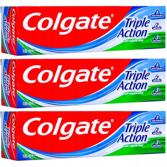 Colgate, Triple Action, Pasta Do Zębów, 3X100 Ml Colgate
