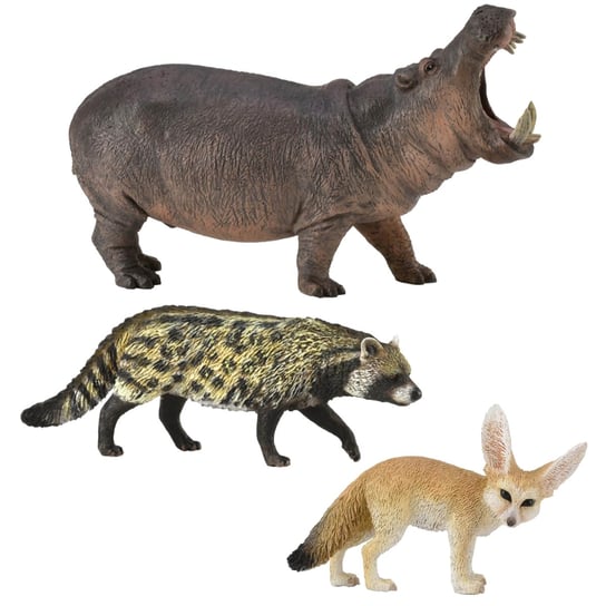 Collecta, Figurka kolekcjonerska, Figurki Zwierząt: Fenek, Cyweta, Hipopotam. Figurki Dzikie Zwierzęta, nr kat 66944 Collecta