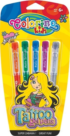 Colorino Kids, Długopisy żelowe Tattoo, 5 kolorów Colorino