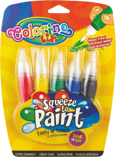 Colorino Kids, Farby w tubach z pędzelkami, 5 kolorów Colorino