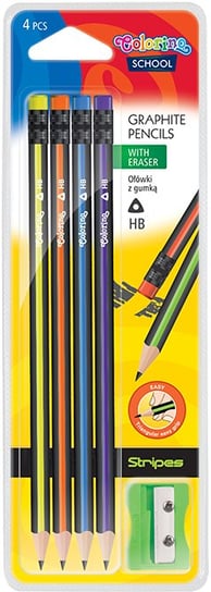 Colorino, Ołówki trójkątne z gumką HB, 4 sztuki Colorino