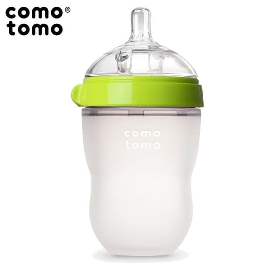 Comotomo, Antykolkowa butelka silikonowa, MOM'S BREAST, 250 ml, Green, Baby Comotomo