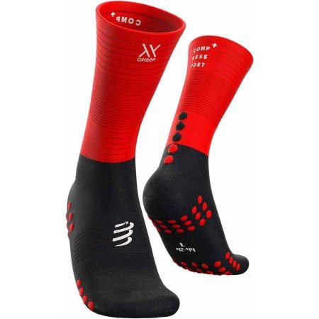 Compressport, Skarpetki do biegania, Mid Compression Sock | czarne/czerwone - Rozmiary 45-48 Compressport