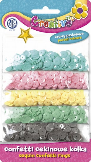 Confetti cekinowe kółka Astra Creativo - mix 5 kolorów pastelowych 1000 sztuk Astra