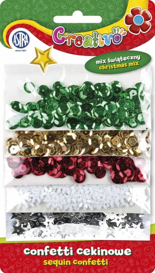 Confetti cekinowe kółka Astra Creativo - mix 5 wzorów świątecznych 1000 sztuk Astra