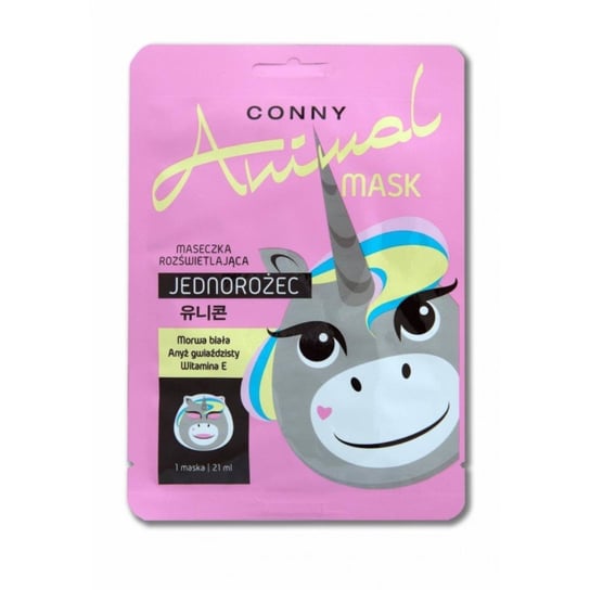 Conny, Animal Mask, maseczka rozświetlająca w płachcie Jednorożec, 21 ml Conny