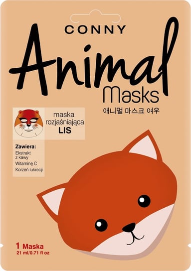 Conny Animal Masks Lis maseczka, maska w płacie rozjaśniająca Conny