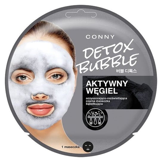 Conny, Detox Bubble Mask czyszczająco-rozświetlająca czarna maseczka bąbelkująca do twarzy Aktywny Węgiel 1szt Conny