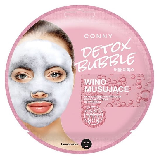 Conny, Detox Bubble Mask oczyszczająco-nawilżająca czarna maseczka bąbelkująca do twarzy Wino Musujące 1szt Conny