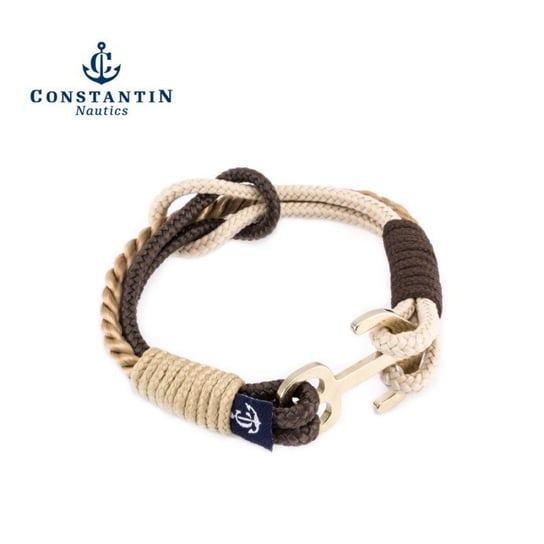 Constantin Nautics, bransoletka z liny żeglarskiej ze złotą kotwicą jody, cnb1054 brązowy 18 Constantin Nautics