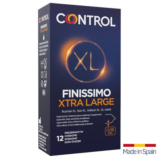 Control, Finissimo Xtra Large, Super cienkie prezerwatywy w rozmiarze XL, 12 szt. Control