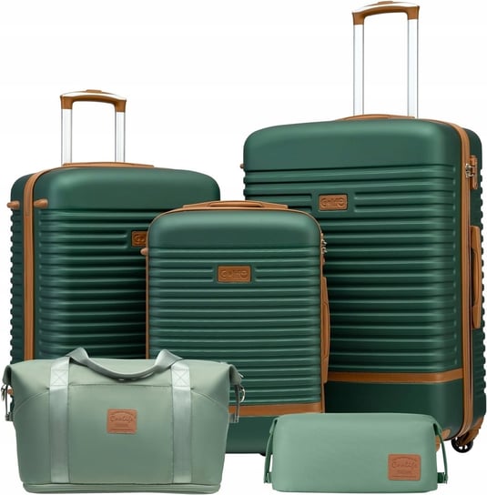 COOLIFE ZESTAW 3 WALIZEK + TORBA NA RAMIĘ + KOSMETYCZKA TSA ZIELEŃ Inna marka