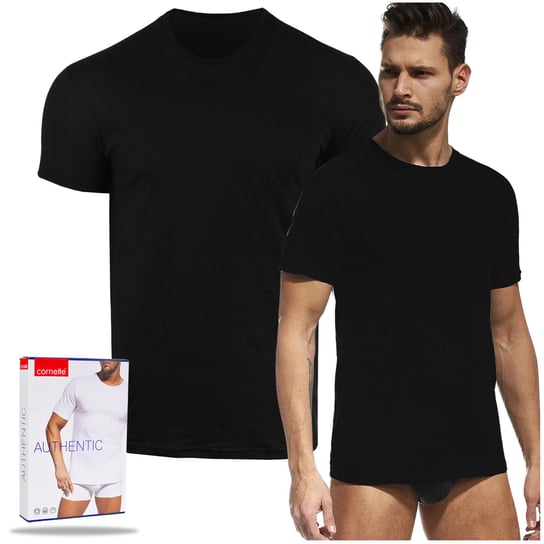 Cornette Koszulka Męska T-shirt Bawełniana Czarna 202 Rozmiar L CORNETTE